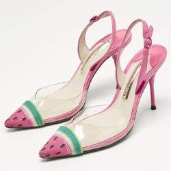 Pre Owned Sophia Webster Transparent/Rose Pink Leather and PVC Coco Slingback Pumps Size 36