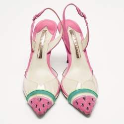 Pre Owned Sophia Webster Transparent/Rose Pink Leather and PVC Coco Slingback Pumps Size 36