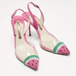 Pre Owned Sophia Webster Transparent/Rose Pink Leather and PVC Coco Slingback Pumps Size 36