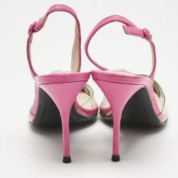 Pre Owned Sophia Webster Transparent/Rose Pink Leather and PVC Coco Slingback Pumps Size 36