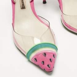 Pre Owned Sophia Webster Transparent/Rose Pink Leather and PVC Coco Slingback Pumps Size 36