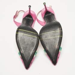 Pre Owned Sophia Webster Transparent/Rose Pink Leather and PVC Coco Slingback Pumps Size 36