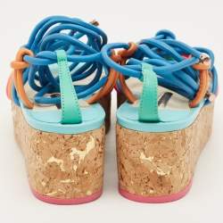 Pre Owned Sophia Webster Multicolor Leather Cork Wedge Sandals Size 37.5