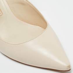 Pre Owned Sophia Webster Beige/Silver Leather Angelo Slingback Pumps 37.5