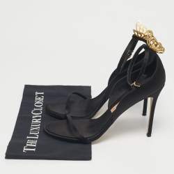 Pre Owned Sophia Webster Black Satin Mariposa Ankle Strap Sandals Size 40