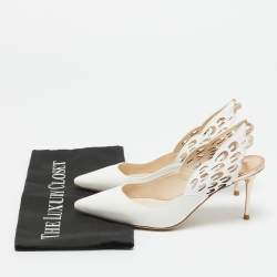Pre Owned Sophia Webster White Leather Angelo Slingback Pumps Size 35.5