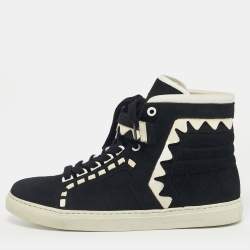 Pre Owned Sophia Webster Black/White Suede and Patent Leather Riko Sneakers Size 39.5