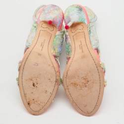 Pre Owned Sophia Webster Metallic Multicolour Leather Lacey Tie Up Sandals Size 38