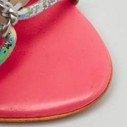 Pre Owned Sophia Webster Metallic Multicolour Leather Lacey Tie Up Sandals Size 38