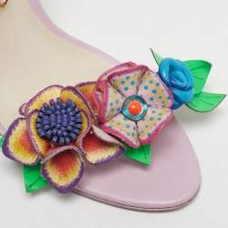 Pre Owned Sophia Webster Multicolor Leather Lilico Underwater Floral Embellished Slingback Sandals Size 40