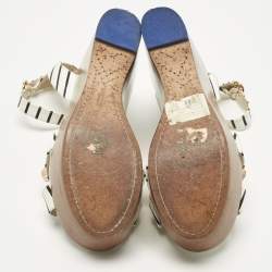 Pre Owned Sophia Webster White Leather Suki Gem Ankle Strap Wedge Sandals Size 40.5