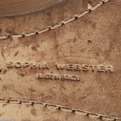 Pre Owned Sophia Webster White Leather Suki Gem Ankle Strap Wedge Sandals Size 40.5