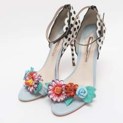 Pre Owned Sophia Webster Multicolor Leather Lilico Flower Embellished Ankle Strap Open Toe Sandals Size 39.5