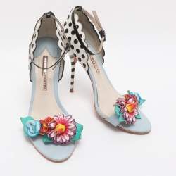 Pre Owned Sophia Webster Multicolor Leather Lilico Flower Embellished Ankle Strap Open Toe Sandals Size 39.5