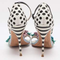 Pre Owned Sophia Webster Multicolor Leather Lilico Flower Embellished Ankle Strap Open Toe Sandals Size 39.5