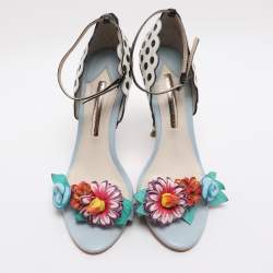 Pre Owned Sophia Webster Multicolor Leather Lilico Flower Embellished Ankle Strap Open Toe Sandals Size 39.5