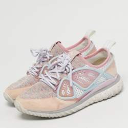 Pre Owned Sophia Webster Pink Knit Fabric, Suede and Rubber Candyfloss Fly By Sneakers Size 38