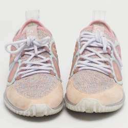 Pre Owned Sophia Webster Pink Knit Fabric, Suede and Rubber Candyfloss Fly By Sneakers Size 38