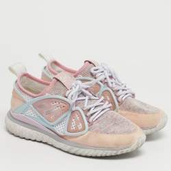 Pre Owned Sophia Webster Pink Knit Fabric, Suede and Rubber Candyfloss Fly By Sneakers Size 38