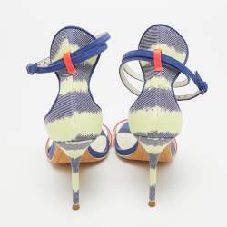 Pre Owned Sophia Webster Nicole Size 36 Multicolor Canvas and Leather Ankle Strap Sandals