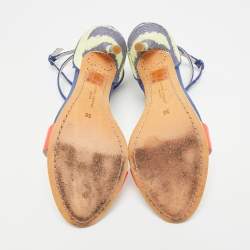 Pre Owned Sophia Webster Nicole Size 36 Multicolor Canvas and Leather Ankle Strap Sandals