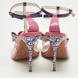 مملوكة مسبقًا Sophia Webster Lana Size 37 Pink Leather and PVC Cherry Coke Ankle Strap Sandals