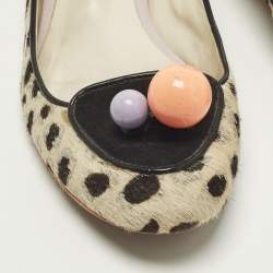 مملوكة مسبقًا حذاء باليرينا فلات صوفيا ويبستر بوستي بمبوم طباعة النمر متعددة الألوان شعر العجل مقاس 39