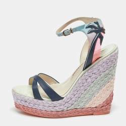 مملوكة مسبقًا Sophia Webster Lucita Size 37 Multicolor Canvas, Leather and PVC Wedge Sandals