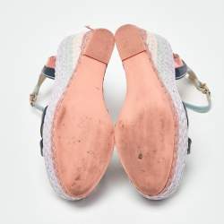 Pre Owned صندل سوفيا ويبستر سير كاحل نعل سميك كعب روكي لوسيتا رافيا جلد متعدد الألوان مقاس 38