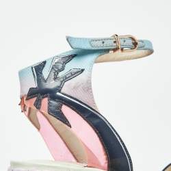 Pre Owned صندل سوفيا ويبستر سير كاحل نعل سميك كعب روكي لوسيتا رافيا جلد متعدد الألوان مقاس 38