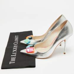 مملوكة مسبقًا حذاء كعب عالي سوفيا وبستر لولا جلد أبيض مقدمة مدببة مقاس 37.5