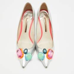 مملوكة مسبقًا حذاء كعب عالي سوفيا وبستر لولا جلد أبيض مقدمة مدببة مقاس 37.5