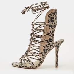 مملوكة مسبقًا Sophia Webster Lacey Sketch Size 39 Black/Beige Leather Strappy Sandals