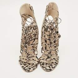 Pre Owned صندل سوفيا وبستر غلادياتور جلد مونوكرومي بسيور بحزام للكاحل مقاس 38