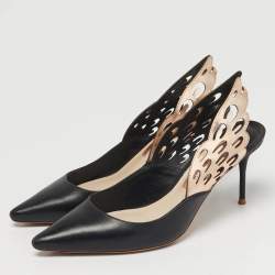 Pre Owned صندل سوفيا ويبستر مقدمة مدببة فتحة كعب أنغلو سويدي أسود مقاس 36