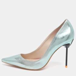 مملوكة مسبقًا Sophia Webster Coco Flamingo Size 40.5 Metallic Green Leather Pumps