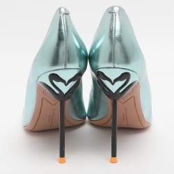 مملوكة مسبقًا حذاء كعب عالي صوفيا ويبستر كوكو جلد أخضر معدني مقاس 40.5 فلامينغو