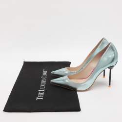 مملوكة مسبقًا حذاء كعب عالي صوفيا ويبستر كوكو جلد أخضر معدني مقاس 40.5 فلامينغو