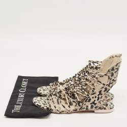 مملوكة مسبقًا Sophia Webster Size 39 Multicolor Camo Print Leather Gladiator Flat Sandals