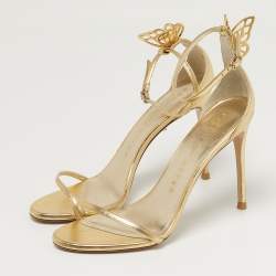 Pre Owned Sophia Webster Mariposa Size 41 Gold Leather Ankle Strap Sandals