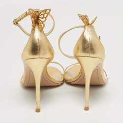 Pre Owned Sophia Webster Mariposa Size 41 Gold Leather Ankle Strap Sandals