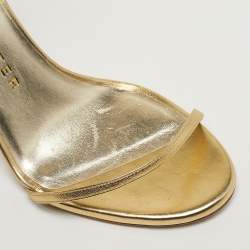 Pre Owned Sophia Webster Mariposa Size 41 Gold Leather Ankle Strap Sandals