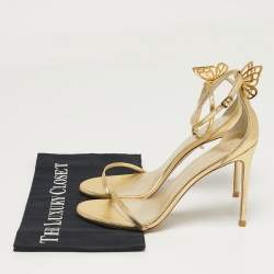 Pre Owned Sophia Webster Mariposa Size 41 Gold Leather Ankle Strap Sandals