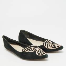 Pre Owned Sophia Webster Bibi Butterfly Size 40 Black Suede Smoking Slippers