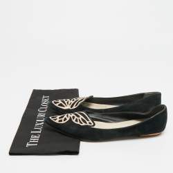 Pre Owned Sophia Webster Bibi Butterfly Size 40 Black Suede Smoking Slippers