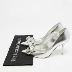 مملوكة مسبقًا حذاء كعب عالي سوفيا وبستر ليليكو جلد فضي مقاس 39