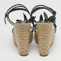 Pre Owned Sophia Webster Riva Size 36.5 Transparent/Black Leather and PVC Wedge Sandals