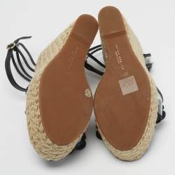 Pre Owned Sophia Webster Riva Size 36.5 Transparent/Black Leather and PVC Wedge Sandals