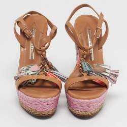 مملوكة مسبقًا Sophia Webster Lucita Size 35.5 Brown Leather Wedge Sandals