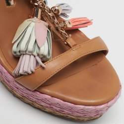 مملوكة مسبقًا Sophia Webster Lucita Size 35.5 Brown Leather Wedge Sandals
